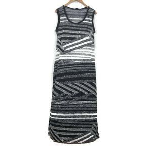 Sunny Taylor Petite Maxi Dress Black Striped PL